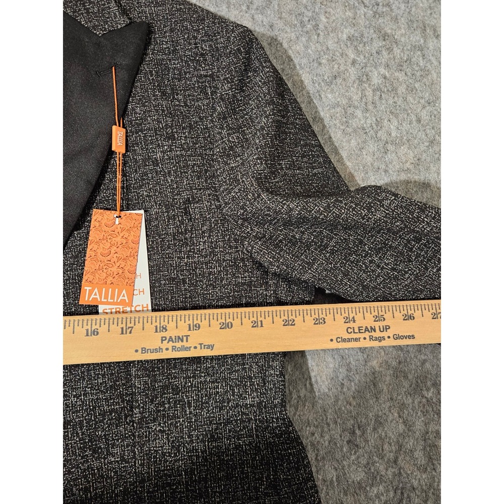Tallia Tuxedo Jacket Mens Black Metallic Stretch Peak Lapel 46R Blazer - Picture 4 of 11